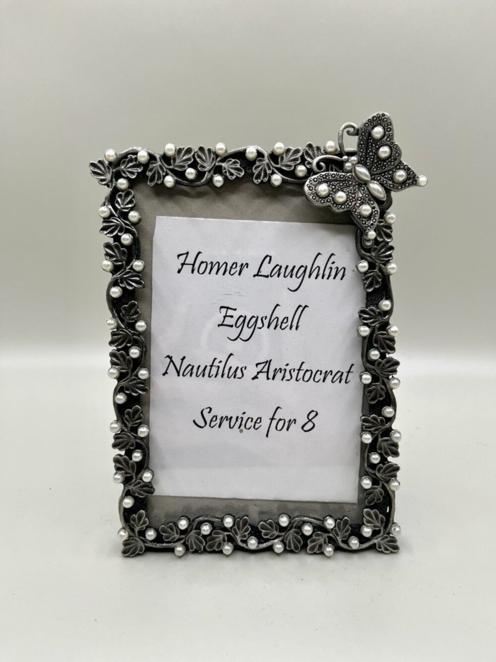 Sicura Italian Designs Butterfly Pearl 4x6 Photo Frame Silver Tone Cottagecore